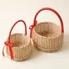 Cestas de Flores de Mimbre, Cestas Tejidas a Mano, Cestas de Regalo para Niñas de las Flores, Cestas de Almacenamiento de Bambú y Ratán, Cestas Tejidas de Bambú