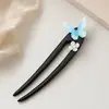 Pin de madera azul mariposa estilo chino fresco y elegante para mujer, Pin de hada floral en forma de U, Nuevo Pin de Hanfu estilo chino falda Mamian