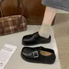 Nuevos Zapatos Birkenstock para Mujer Otoño 2026, Mocasines con Hebilla de Suela Gruesa, Aumento de Altura de 4 cm, Zapatos Populares Negros de Punta Redonda