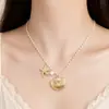 Colar de Pérolas Estrela-do-Mar Estilo Europeu e Americano Corrente para Clavícula Acessório Retro Simples para o Dia a Dia para Mulheres em Cor Dourada