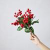 Simulação Baga com Folha Frutas Vermelhas 7 Garfo Fortune Fruta Holly Fruit Mesa de jantar Flor Casamento Enfeites Casa