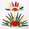 Tocado de Jefe Indio Indio de Éxito de Ventas Transfronterizo para Niños, Tocado de Plumas Salvajes, Estilo Étnico Bohemio