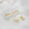 Aretes de Aguja para Perlas con Medio Agujero en Forma de Lazo con Circonita Cúbica Chapados en Oro de 14 Quilates que Conservan el Color Accesorios para Pendientes Hechos a Mano DIY
