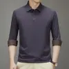 2025 Nova Camisa Polo Masculina Manga Longa Tendência para Homens Jovens e de Meia-Idade, Camiseta Básica Casual Masculina
