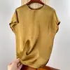 Camiseta de Satén de Acetato Estilo Chino de Manga Corta para Mujer, Nuevo Modelo Verano 2026, Diseño Único de Pliegues, Corte Holgado Chic, Top Favorecedor y Elegante