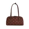 Bolsa de bolos retro de gran capacidad para mujer, nuevo bolso de hombro de moda 2026 con lunares, bolsa de mano con textura de gamuza