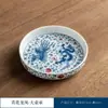 Bule de Chá Cerâmico Azul e Branco Forno a Lenha Lótus Entrelaçado Cor Sob Esmalte com Elegante Padrão de Bolhas Secas Pintado à Mão Cobertura de Base de Mesa para Tigela Bandeja