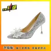 Sapatos de Noiva com Salto Fino e Laço para Madrinhas 2025 Nova Coleção Primavera e Outono Sapatos Mary Jane Estilo Francês Sapatos de Noiva com Salto Alto de Cristal