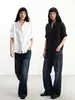 Camisa Blanca de Manga Corta Jcaesar para Mujer, de Tencel y Lino con Borde Enrollado y Textura, Holgada y Relajada