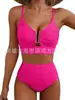 Nuevo Estilo Ruso Europeo y Americano Comercio Exterior Transfronterizo Amazon Tela Especial Bikini Dividido Traje de Baño de Cintura Alta para Mujeres