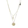 Collar de Ángel con Colgante Cruzado de Doble Capa Dz para Mujer, Cadena para Suéter con Diseño de Nicho, Elegante y Versátil, Regalo para Joyería de Mejor Amiga