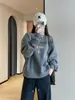 Moda Antienvejecimiento Elegante Bordada Estampada Terciopelo Engrosado Cálida y Adelgazante Sudadera de Cuello Redondo de Terciopelo Ollie para Mujer 25 Invierno G110827