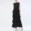 Vestido plissado Miyake Fashion Feminino 2025 Novo Comércio Exterior Vestido Longo de Camadas Temperamento Vestido de Alta Qualidade para Verão Feminino