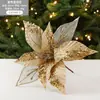 Novo Produto de Natal Enfeite de Árvore de Natal Lantejoulas Douradas Brilhantes Decorações de Flores de Natal de Renda Feitas à Mão