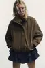 Chaqueta bomber con solapa y botones, con textura de ante, para mujer europea y americana de Amazon, primavera y otoño de 2025