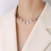 Collar minimalista de estilo ins europeo y americano popular con cadena de eslabones cosida con nariz de cerdo de acero de titanio chapado en oro de 18k E282-P270