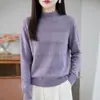 Nuevo suéter de punto grueso con cuello alto medio calado de ganchillo transfronterizo, top básico para otoño e invierno, suéter de capa interior pullover para mujer