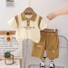 Verão infantil 2024 Verão Novos Meninos e Meninas Roupas Esportivas Casuais Camisa Polo Infantil Conjunto de Duas Peças de Manga Curta