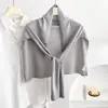 Novo Cachecol de Tricô Liso com Xale de Lã para Mulheres, Protetor de Pescoço Versátil para Salas com Ar Condicionado no Verão, Aquecedor de Pescoço para Roupa Externa