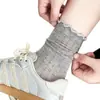 Calcetines de Malla Transpirables Finos de Verano para Mujer, Estilo Coreano Ins Color Sólido Versátiles de Media Pantorrilla, Calcetines Holgados, Versátiles