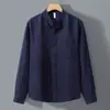 Estilo Old Money Camisa Casual Solta Masculina Tencel Linho Top Gola Padre Camisa Masculina Manga Longa Novo Estilo Linho
