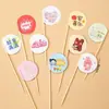Decoración de Pastel Estilo Ins Bandera Coreana Enchufe Dibujos Animados Oso Lindo Hp Corazón Feliz Cumpleaños Topper Accesorios