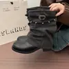Elegantes y versátiles, botas de caballero para mujer 2026 de inspiración vintage, nuevas botas de media caña con hebilla de cinturón, botas de motociclista para otoño e invierno