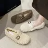 Zapatos tipo gorro Chanel de moda, zapatos tipo mocasín peludos para mujer, zapatos de algodón súper suaves, felpa corta, a la moda, nueva colección 2026 para mujeres embarazadas
