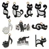 Desenho Fofo Gotejamento de Óleo Notas Musicais de Piano Gato Preto e Branco Pingente de Liga de Zinco Chaveiro DIY Acessórios de Joias