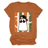 Amazon eBay Loja Independente Moda Casual Divertida Feminina Fantasma Morcego Pentagrama Gola Redonda Manga Curta Camiseta
