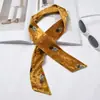 Lenço de Seda Estreito Estilo Europeu e Americano Chique Fita Estampada Lenço Veludo Fino Fashion Retrô Lenço Faixa de Cabelo Feminina Gravata Bolsa