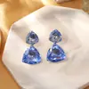 Brincos de Prata S925 com Zircônia Brincos Elegantes Retrô Franceses Brincos Triangulares Geométricos de Luxo Leve Venda por Atacado