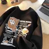 Moletom Cartoon Americano Vibe para Homens e Mulheres Solto Retrô Top para Usar por Baixo no Início do Outono Jaqueta Grossa com Forro de Lã para Casal