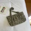 Bolsa de ombro tote de veludo cotelê plissado com poá retrô transfronteiriça, estilo casual, grande capacidade, bolsa de mão, bolsa para o dia a dia para mulheres