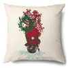 Productos para el Hogar Transfronterizos Amazon Funda de Almohada Navideña Papá Noel Árbol Sofá Funda de Almohada de Lino Funda de Almohada