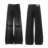 Nb151 Calle Alta Americana Unisex Retro Gama Alta Diseño de Patrón Bordado Jeans de Pierna Ancha Suelta para Hombre