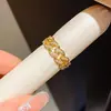 Anel Aberto Redondo Banhado a Ouro 14K Fashion Versátil Luxo Leve Anel de Alta Qualidade Joia para Mulheres