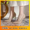 Zapatos de Plataforma con Remaches Impermeables de Tacón Alto para Mujer Otoño e Invierno 2025 Nuevos Color Nude Tacón Grueso Punta Fina Sandalias Estilo Sexy Maduro
