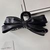 Presilha de Laço de Couro Francês Tamanho Grande Feminino Outono e Inverno Presilha de Cabelo de Alto Nível para Parte Traseira da Cabeça Presilha Tubarão Acessórios de Cabelo Adorno de Cabeça
