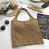 Chaleco de Color Sólido Anti-reflejos de Verano Transfronterizo con Tirantes, Cuello Largo Envolvente, Pecho Envolvente, Copas Fijas, Almohadilla para el Pecho, Ropa Exterior Superior