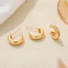 Pendientes apilables de oro de 18 quilates, juego de tres piezas, pendientes simples pulidos, pendientes de clip de lujo ligero microincrustados, juego de pendientes transfronterizos