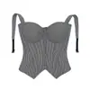 Patrón espiga retro, sofisticado y elegante, top ajustado con cintura ceñida y efecto push-up, una prenda exterior de moda, corsé de espiga estilo francés