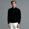 Suéter de tricô masculino falso duas peças com padrão trançado, xadrez, gola henley, estilo old money, inverno, atacado de fábrica transfronteiriço