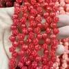 8mm Pó de Concha Prensado Flor Rosa 3D Contas Flor Rosa Prensadas e Esculpidas Contas Soltas Pulseira DIY Colar Acessórios Materiais Atacado