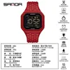 Reloj Multifuncional Sanda Ocio al Aire Libre Estudiante Luminoso Doble Hora Resistente al Agua Cronometraje Cuadrado Reloj Electrónico