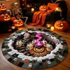 Alfombra decorativa redonda temática de Halloween para uso doméstico, adecuada para salas de estar, a prueba de polvo y resistente a las manchas, se puede usar como alfombra de sofá o mesa de café, y como una alfombrilla de piso fresca y cómoda para dormitorios
