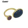 Wt-R588 Anillo Abierto Geométrico Pequeño Ovalado Redondo Suave de Piedra Natural Gema con Baño de Oro de 18K Clásico y Elegante