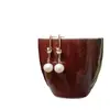 Pendientes de perlas naturales Mingyuan, pendientes de plata de ley s925, pendientes de gancho personalizados de moda, regalo para mujeres