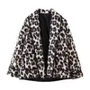 Roupas femininas de estilo europeu e americano mais vendidas na AliExpress para o mercado transfronteiriço: Jaqueta ZA estilo americano, nova, estampada, moderna, de corte solto, com pele de carneiro e estampa de leopardo
