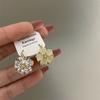 Pendientes de flores de dos caras para mujer, con circonitas de ojo de gato, elegantes y de alta calidad.